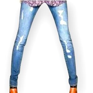 Victoria's Secret NWOT VS Siren Jeans Size 0 Distressed Light Wash Skinny Y2K